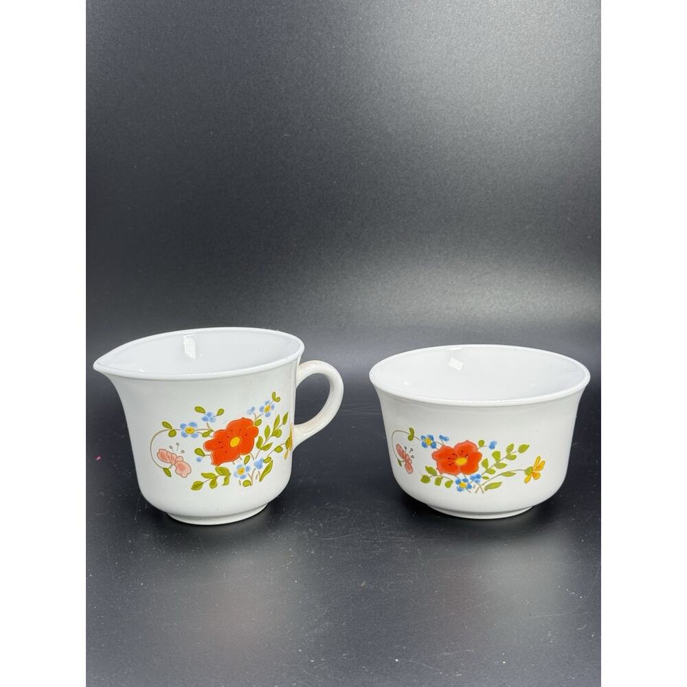 Wildflower Coffee Cream And Sugar Set Vintage By Corelle Corning Ware